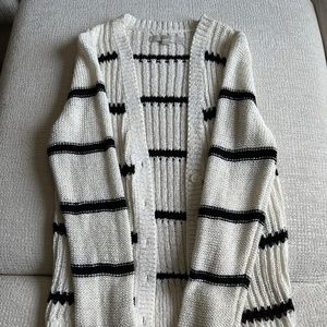 Women’s Loft Black and White Striped Cardigan - size m